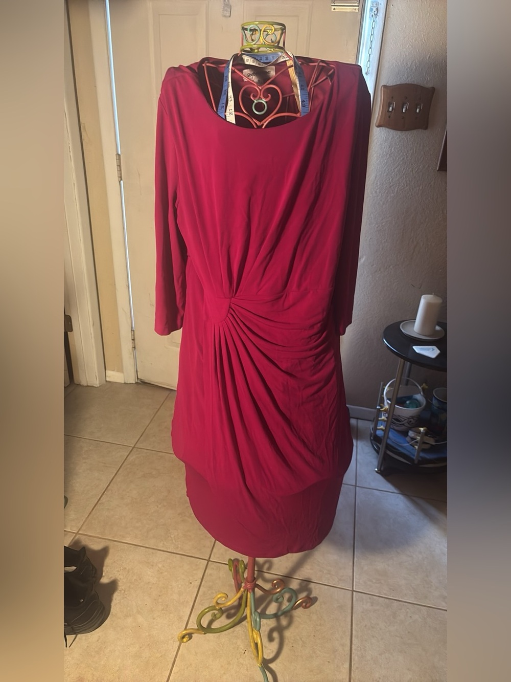 Shelby & Palmer Raspberry Red Draped Twist-Waist Dress